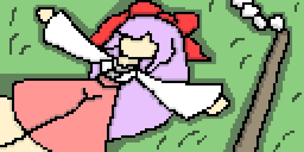 PC-98 Reimu laying on the grass