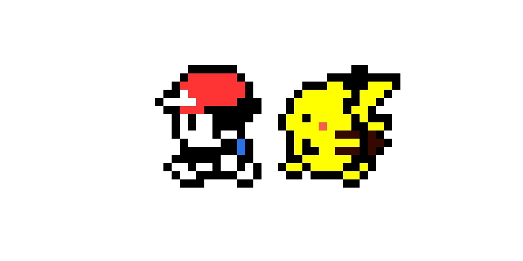 red and pikachu walking pokemon yellow