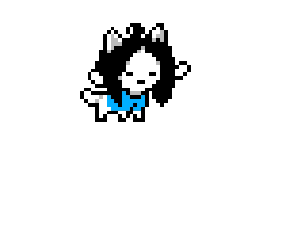 temmie overworld sprite but with a frisk face