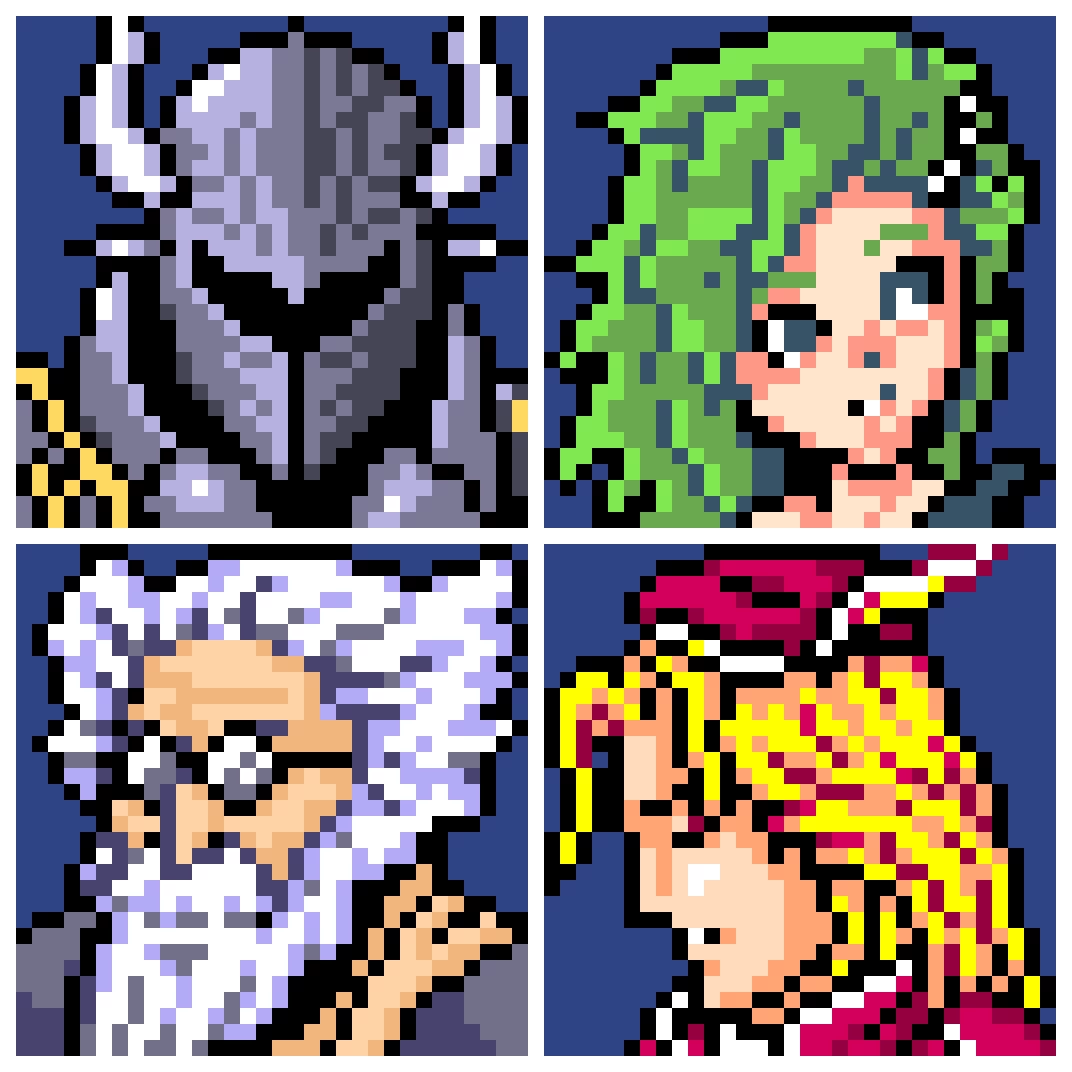 Dark Knight Cecil, Child Rydia, Tellah, and Edward