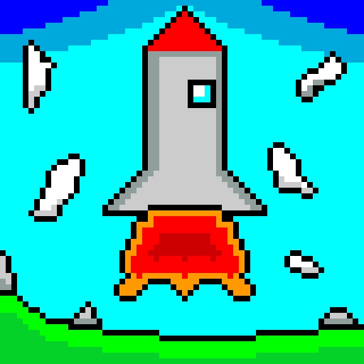 pixelated rocket ship