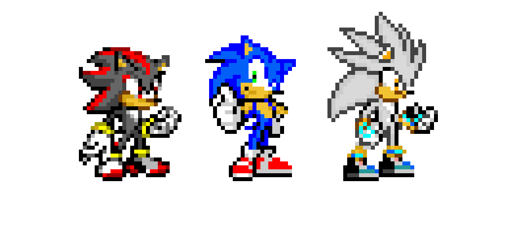 shadow sonic and silver the hedgehog pixel art  Pin by LuisDiazZ
