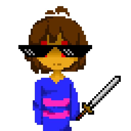 cool frisk with sword