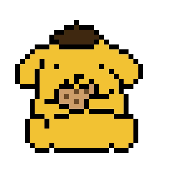 pom pom purin eating a cookie