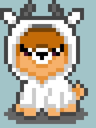 doggy in white goat hoodie