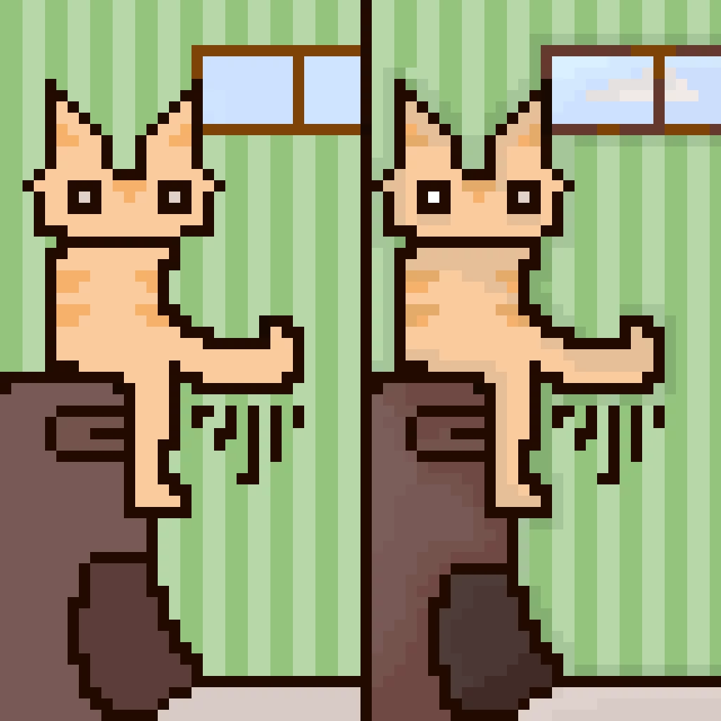 Before and after (contest) my cat which is sitting on the side!