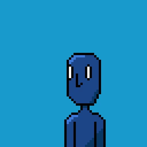 blue man but pixelised
