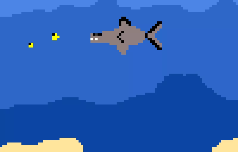 shork trying to eat 1fish 2fish redfish goldfish