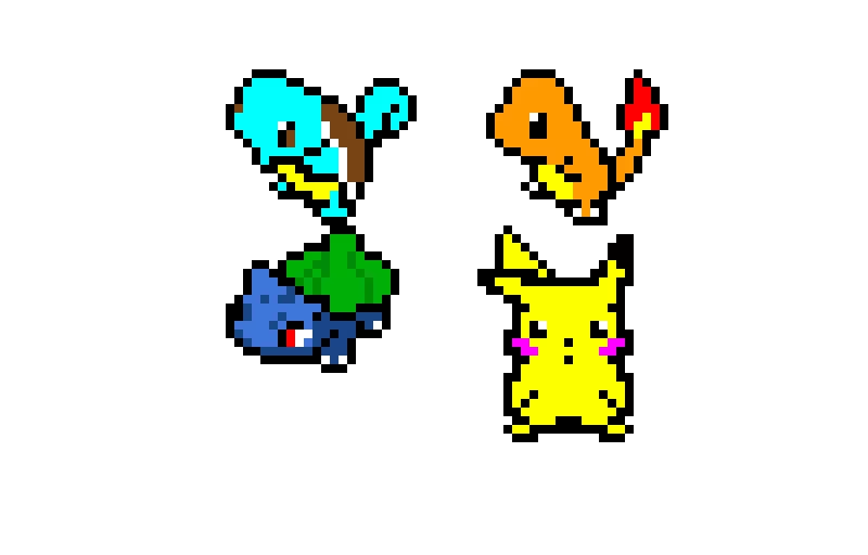 the 4 starter pokemon from the kanto region