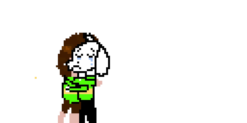 chara and asriel hugs asriel sad because chara leaving