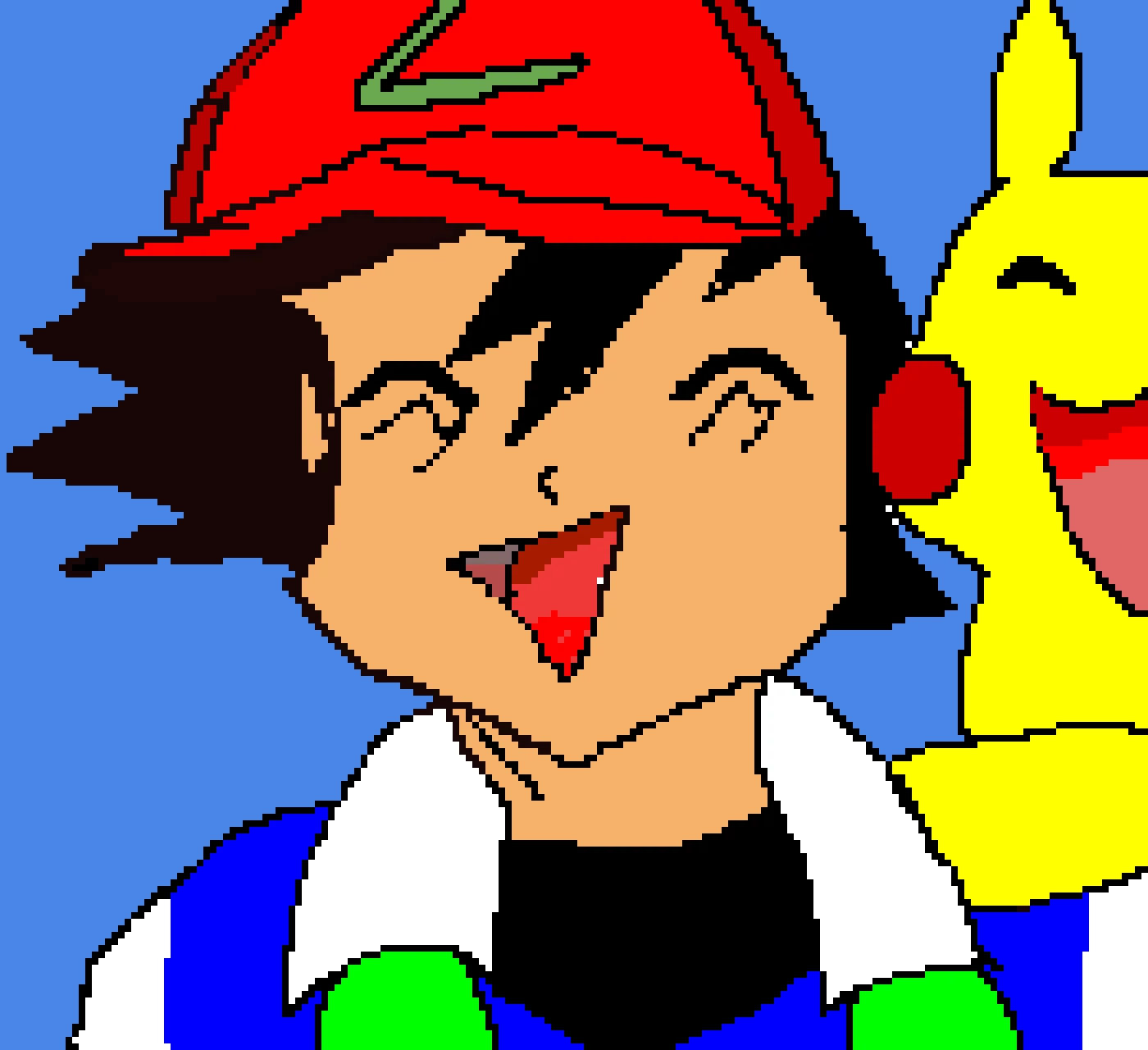 ash pixel art with pikachu contest