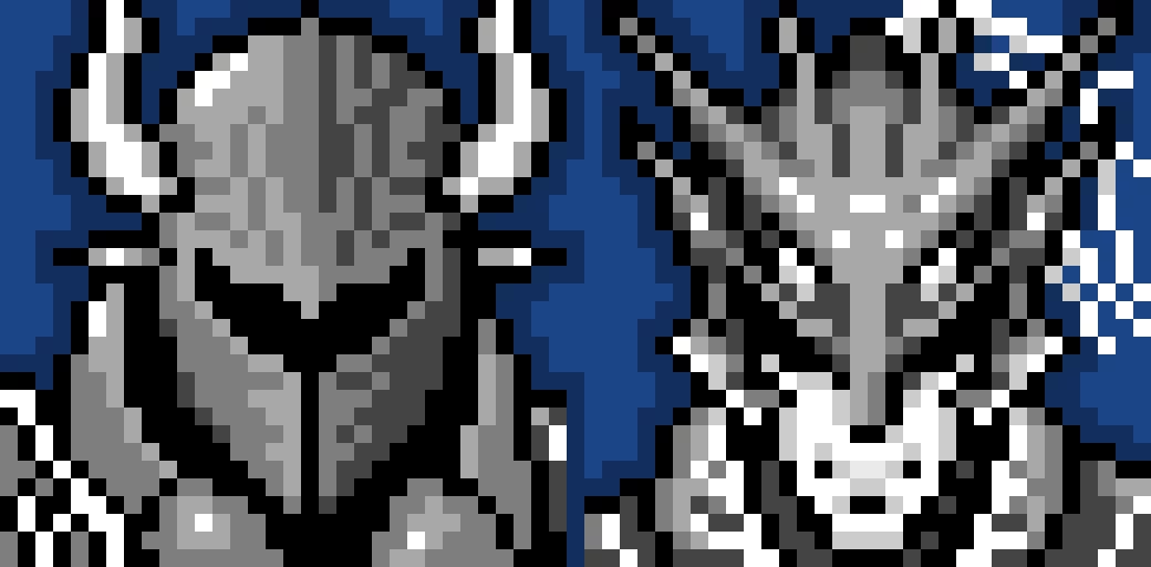 Dark Knight Cecil and Kain in Monochrome