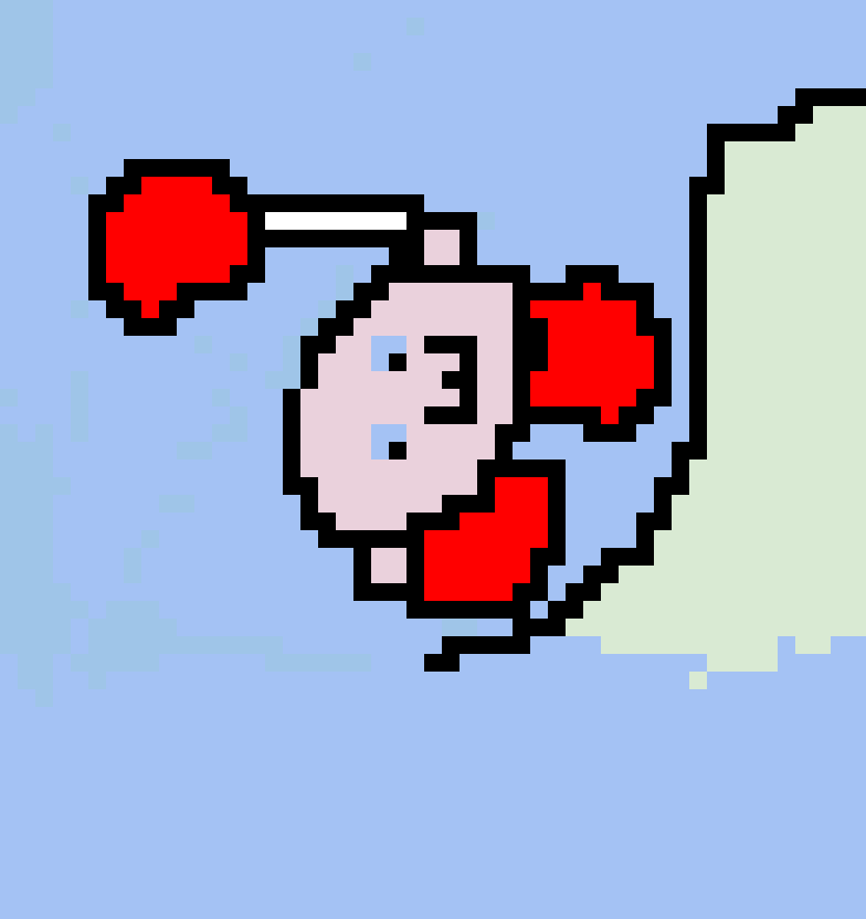 Kerby running down a cliff as fast as sannics with a balloon