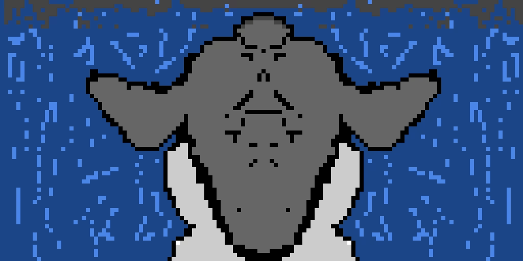 goat in a hoodie in a rainstorm