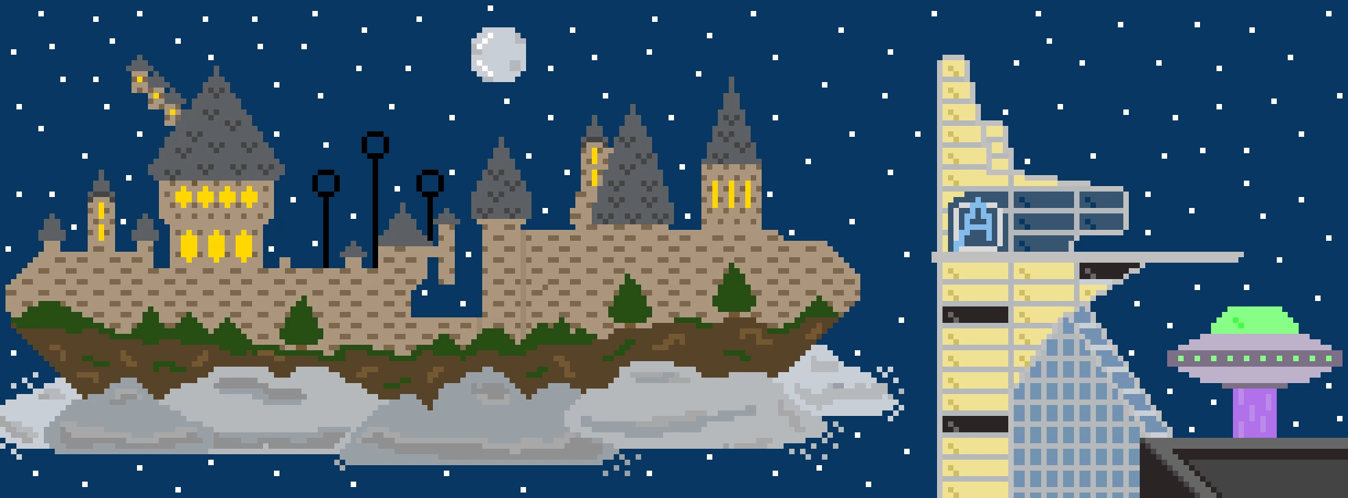 hogwarts avengers tower and my ufo