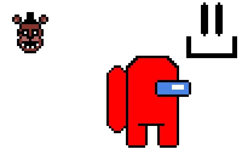 among us freddy fazbear and random smile