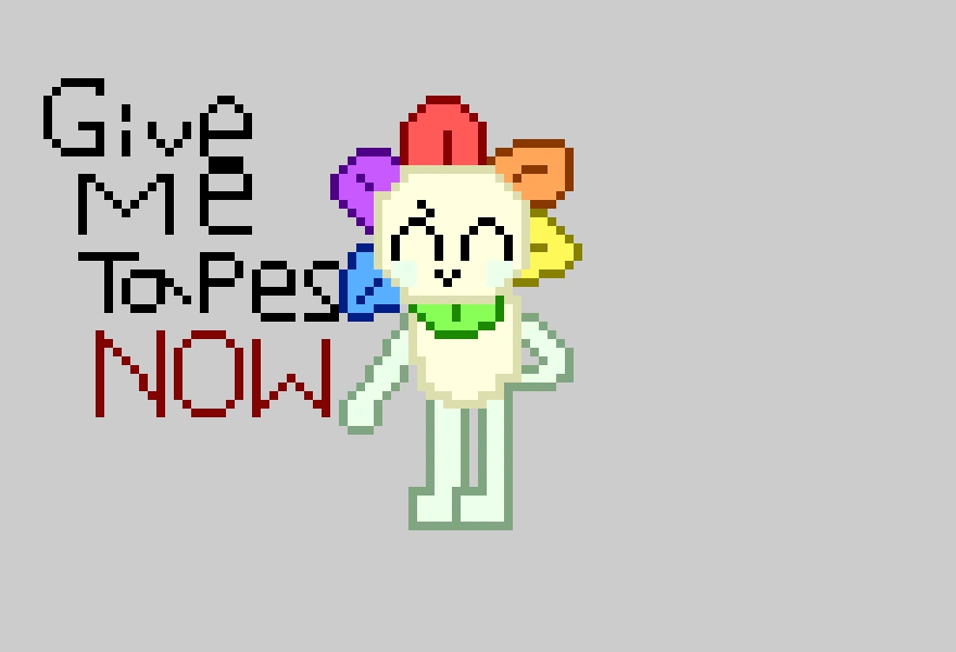 dandy from dandys world if it looks bad im still new to pixel art