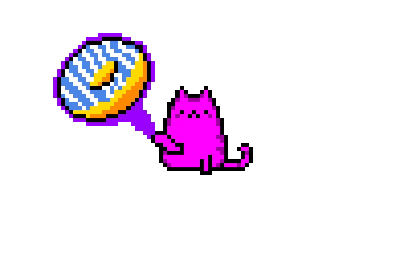 physic cat with donut