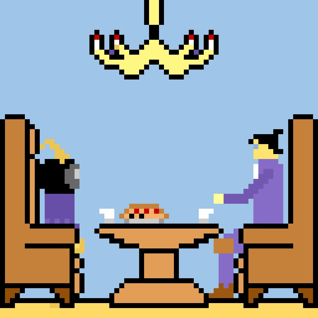 the goat and Shinichi Kudo having some tea along with a senteint pie (sorry it look bad)