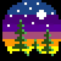 the nightime view from a cave