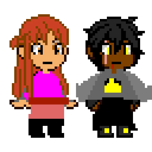 my jump force character and a friend of mines character