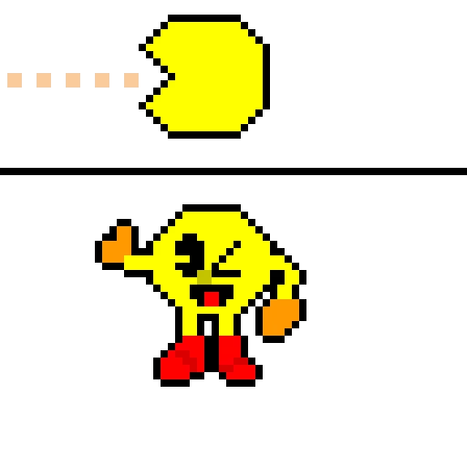 pac man original vs pac man ssb4 sprite but it was pixelized