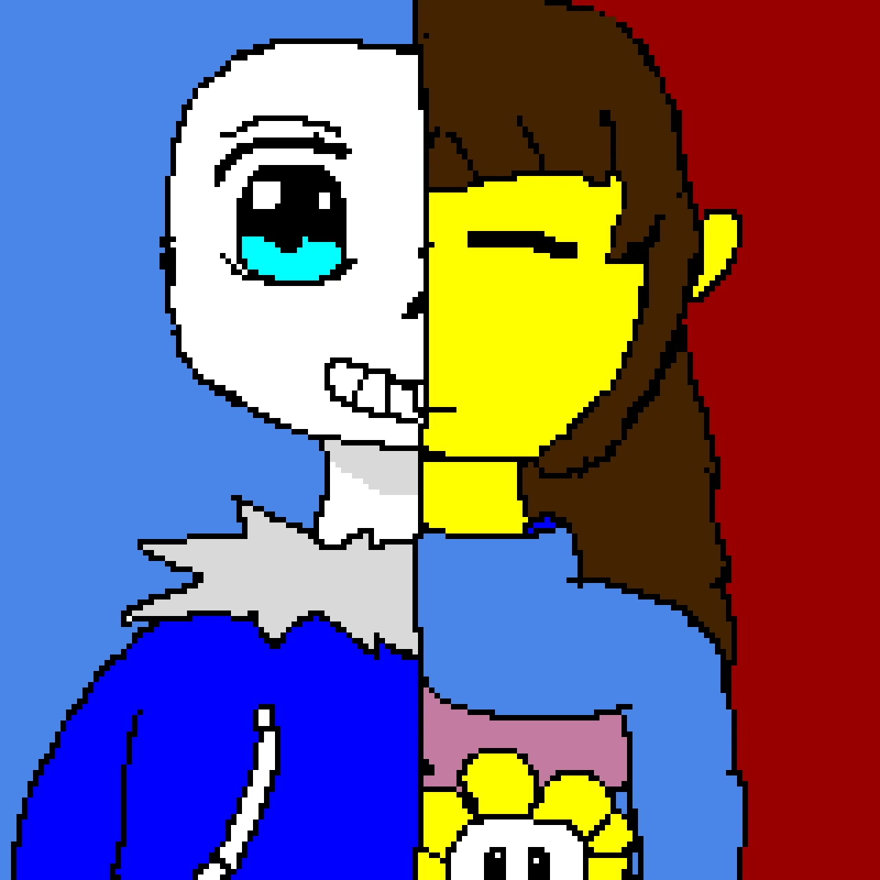Sans and Frisk (remake) on a drawing i made on paper
