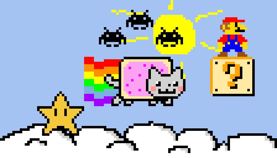 Nyan Cat but mixed with other games (Mostly Mario)