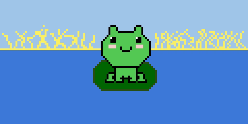 a frog on a lily pad in the lake