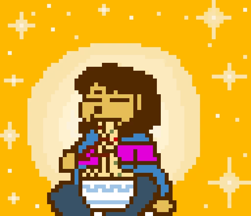 frisk casually eating sum instant ramen