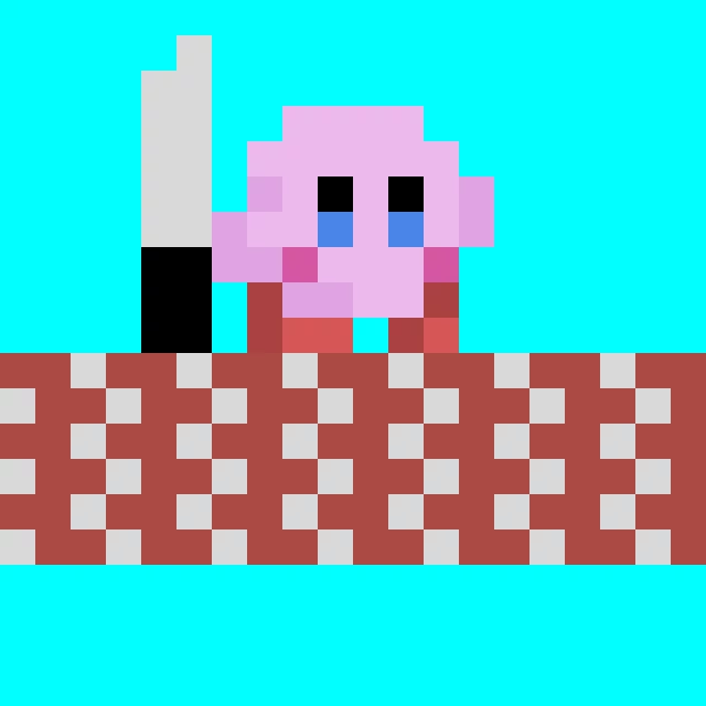 kirby with a knife