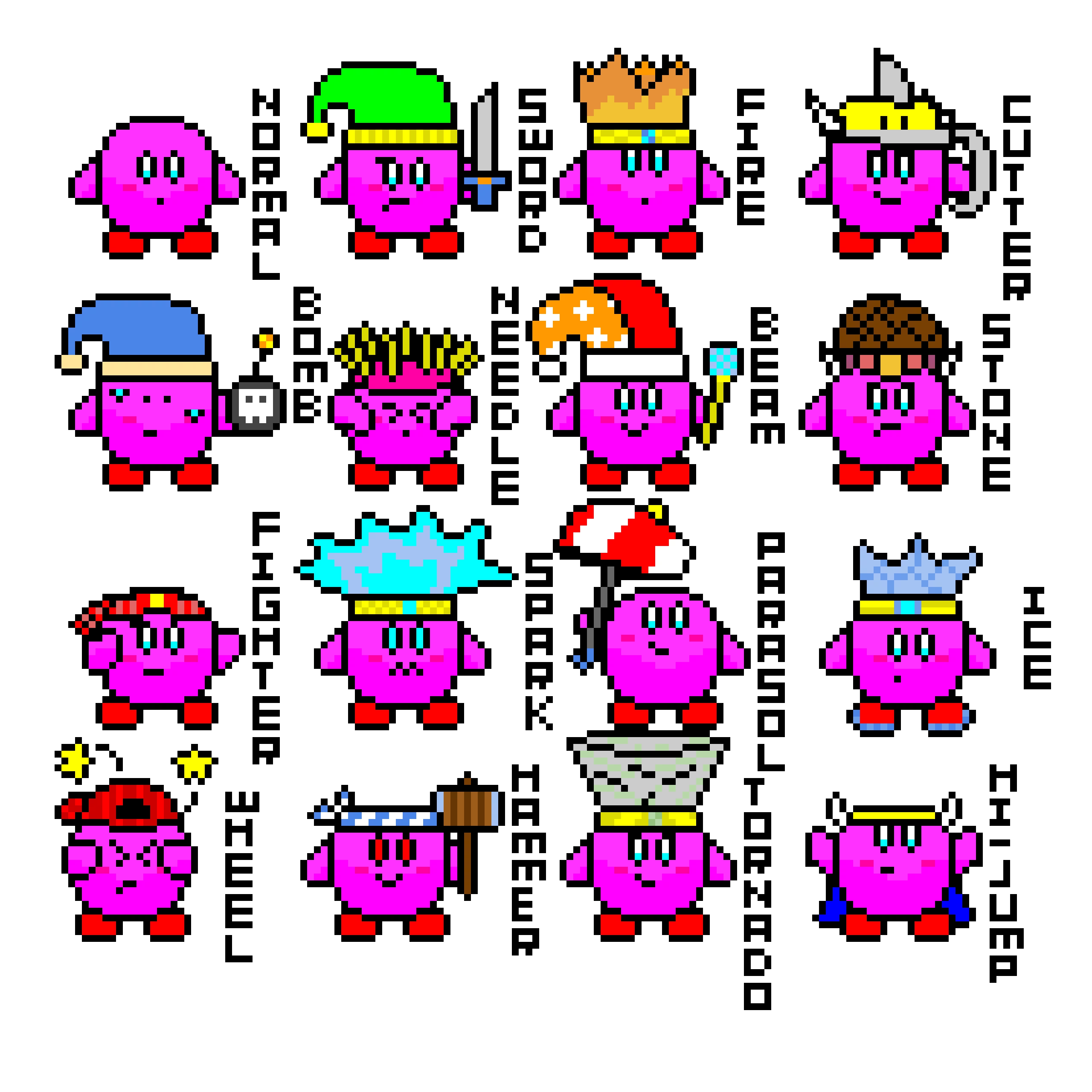 kirby copy ability spritesheet 1