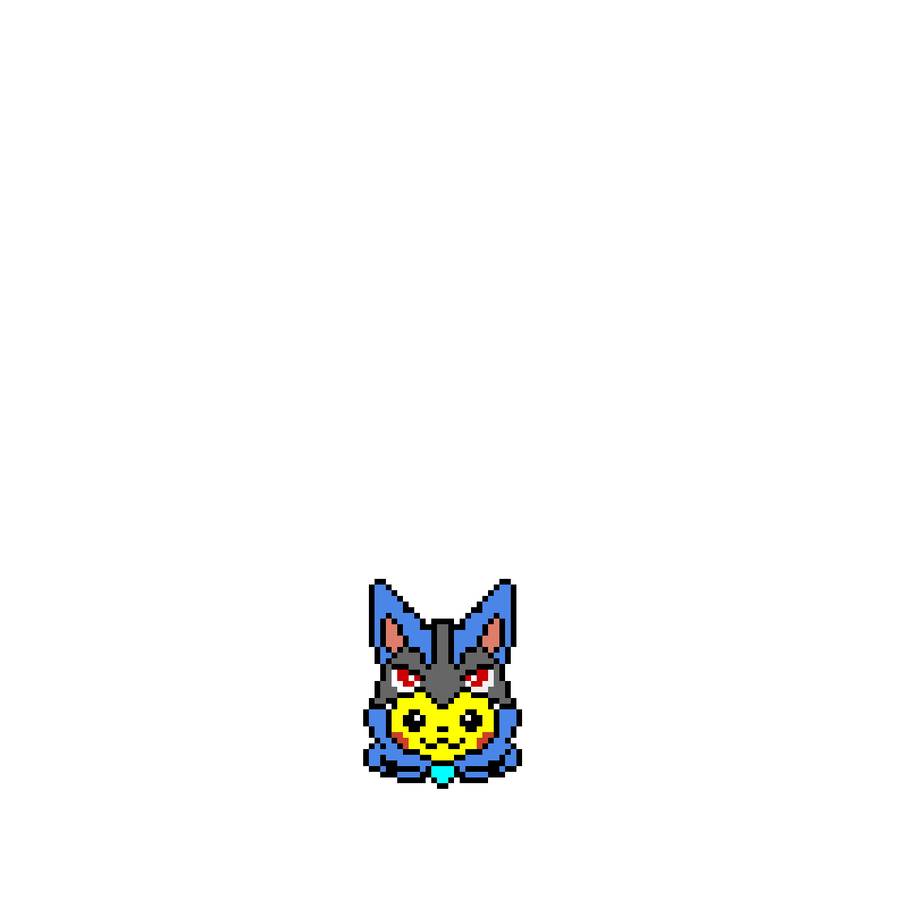 Pikachu wearing Lucario’s skin