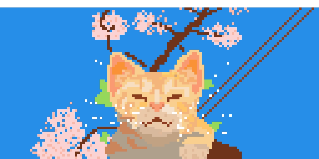 cat in a cherry blossom tree