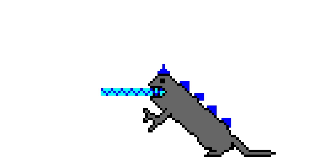 gif of a laser on cursed godzilla