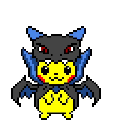 Pikachu Wearing Mega Charizard