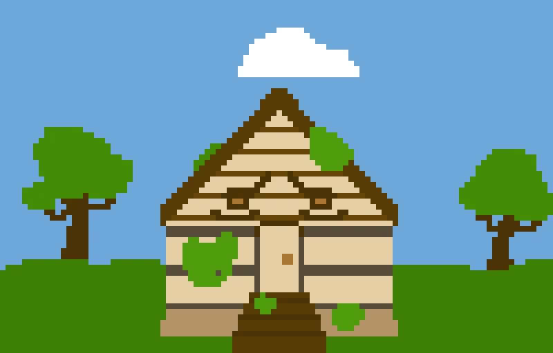 houses with faces sky back ground