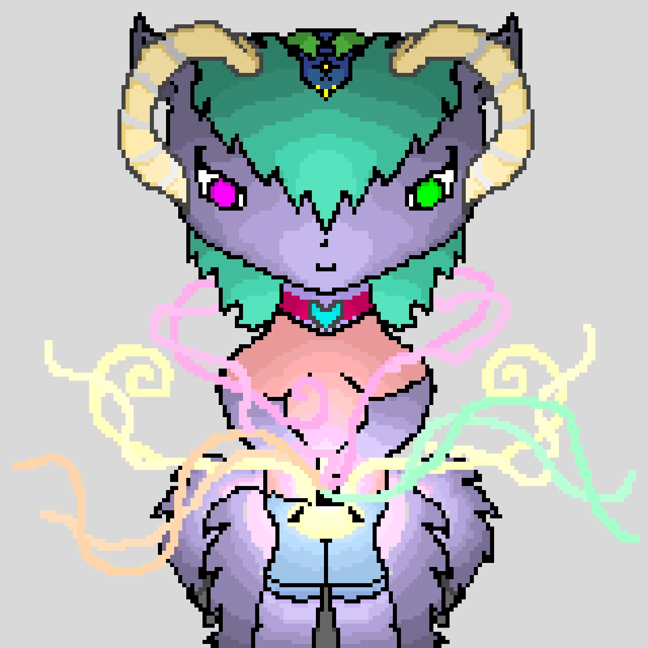 magical nine tails hybrid half ram wolf nine tails fox pls like and comment on this drawing uwu