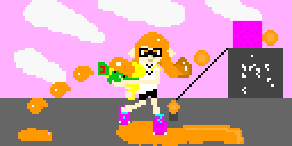 Splatoon girl in level.