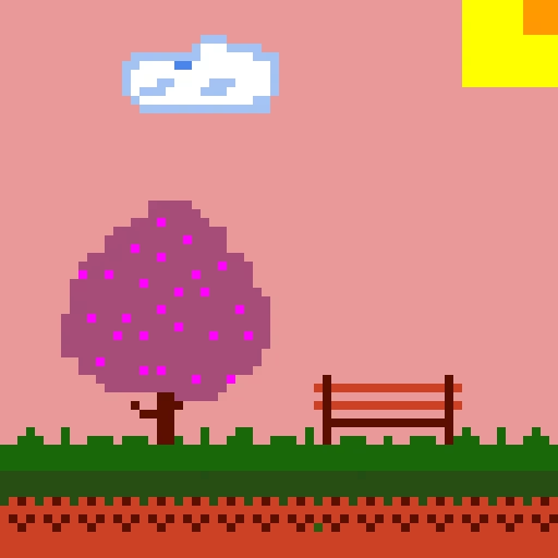 pink sky with a cherry tree