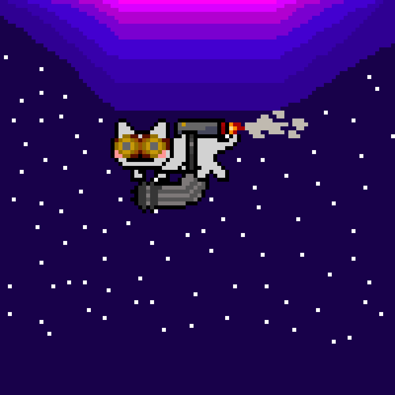 Steampunk Nyan Cat flying through the sky