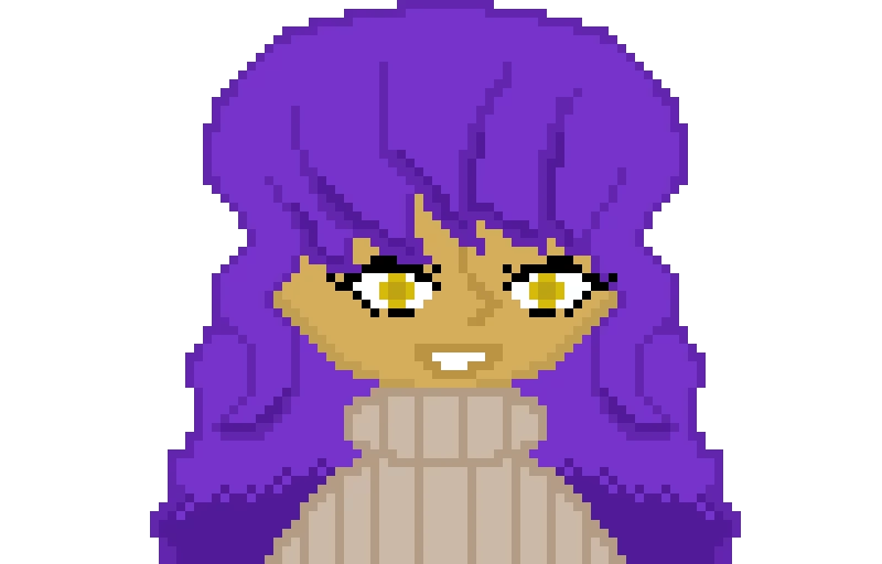 purple hair girl with terrible shading