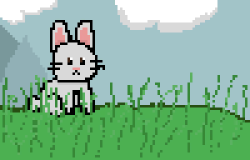 Bunny in a grassy field landscape