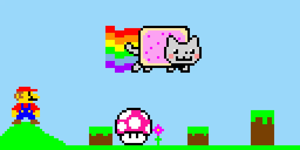 nyan cat breaks in mario game
