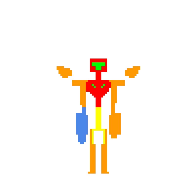 Apparently when he touches a Arm-Cannon-like gun, he turns into a Samus version of him