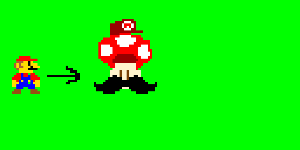 Mario turns into a mega mushroom
