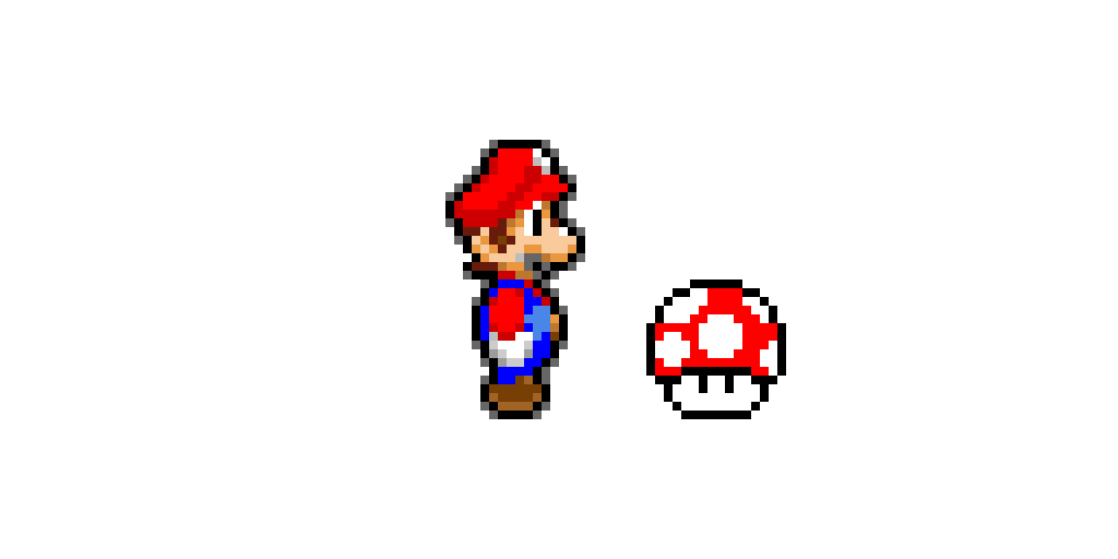 Mario and mushroom pixel art
