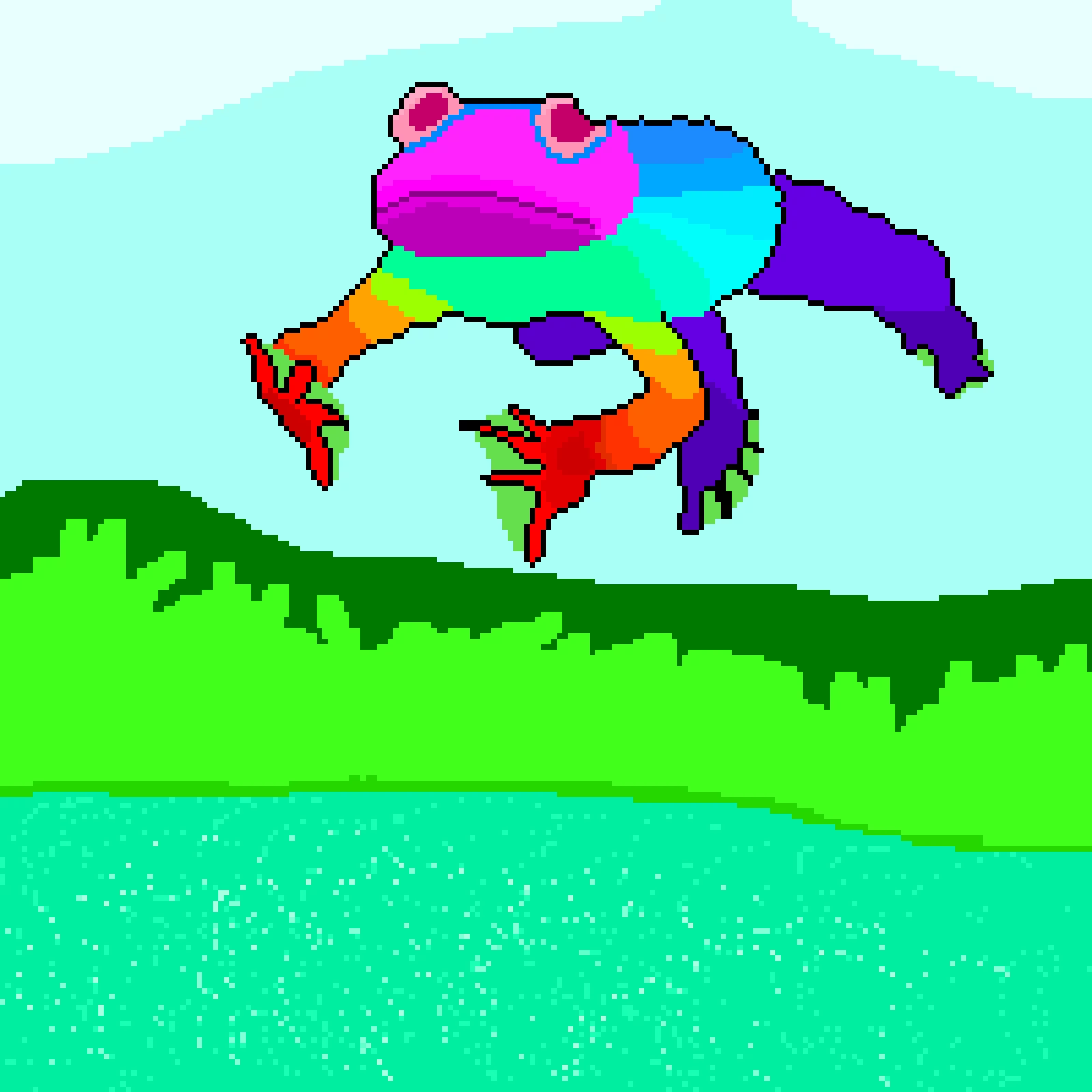 frog jumping into water