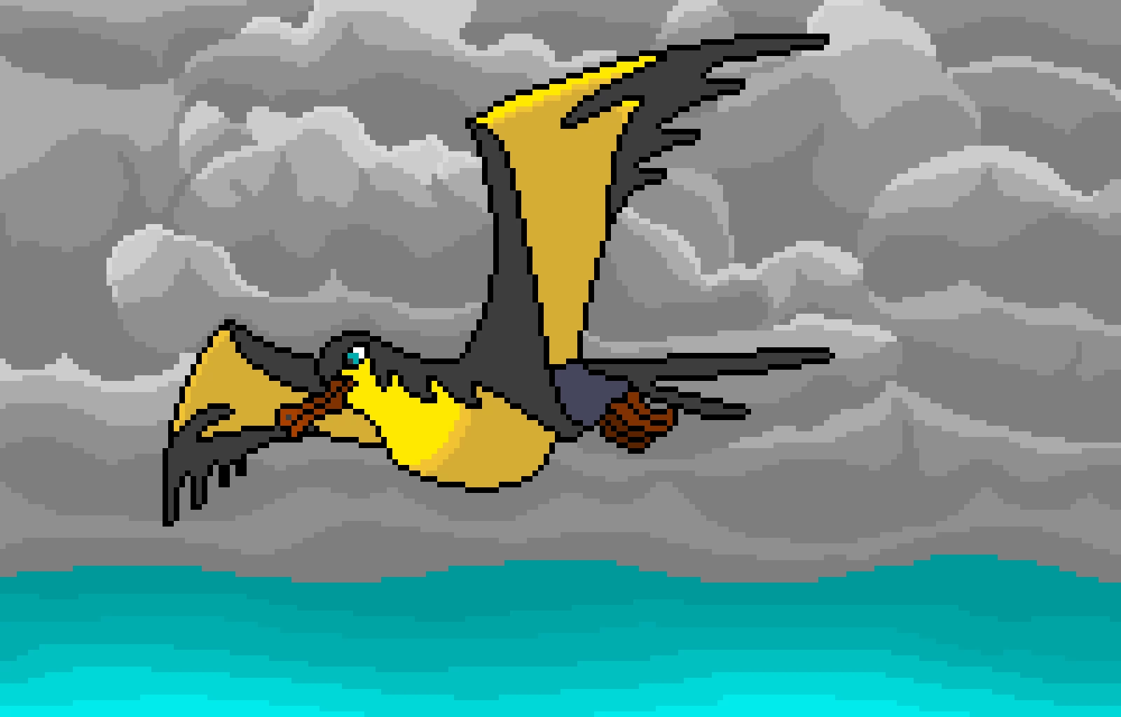 kilowattrel flying in a storm