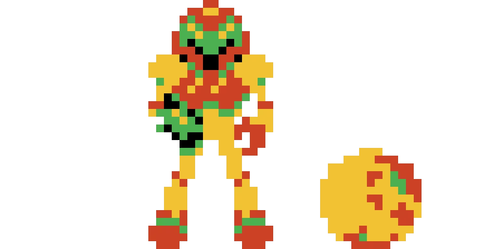 Metroid 1 Power Suit Samus with Morph Ball Form